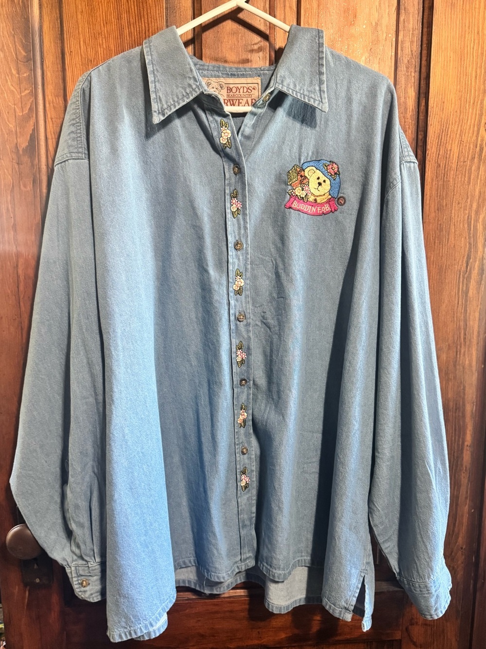 Vintage Boyds Bear Country BearWear Denim Button Down Blouse Top size 3X